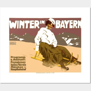 Winter in Bayern (Bavaria) - Vintage Travel Poster Posters and Art